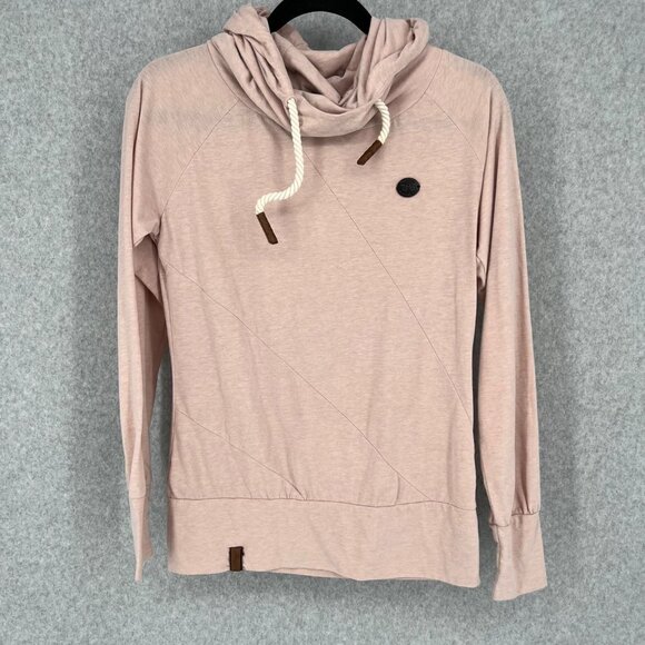 Naketano Womens Lightweight Hooded Sweatshirt Size S Blush Pink Logo Rope NWOT - Picture 1 of 13